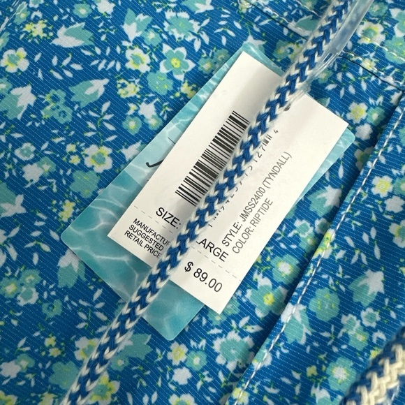 Johnnie-O Men's Riptide Blue Tyndall Floral Print Swim Trunks Sz XXL - Picture 2 of 5